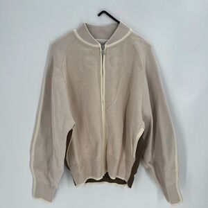 Cos Color Block Zip Up Bomber Jacket Neutral Beige Brown